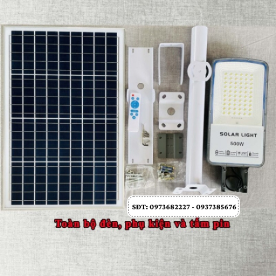 Đèn năng lượng mặt trời bàn chải mắt ngọc 500W – HLC500 – Tấm pin mono sạc nhanh
