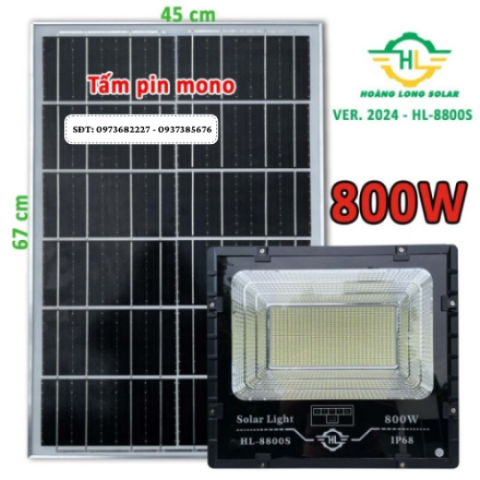 Đèn năng lượng mặt trời solar light 800w – HL-8800S New 2024 – Tấm pin mono