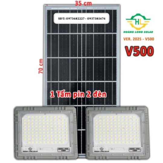  Đèn năng lượng mặt trời 500w 1 tấm pin 2 đèn mã V500