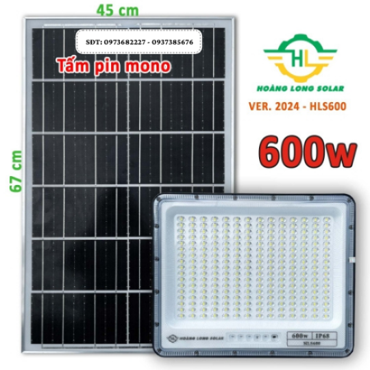 Đèn năng lượng mặt trời chống lóa mắt ngọc 600W New 2024 – Tấm pin mono