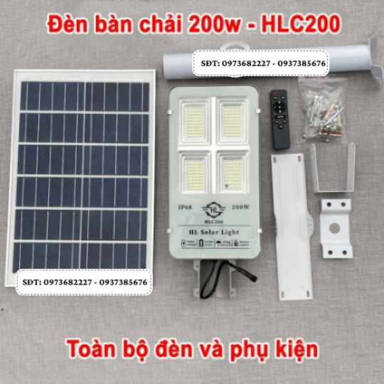 Đèn năng lượng mặt trời bàn chải 200W – HLC200 trắng – NEW 2024