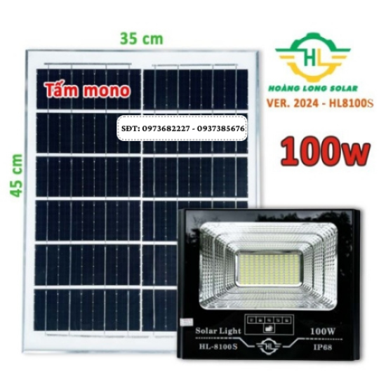 Đèn pha năng lượng mặt trời solar light 100W -HL8100S NEW 2024