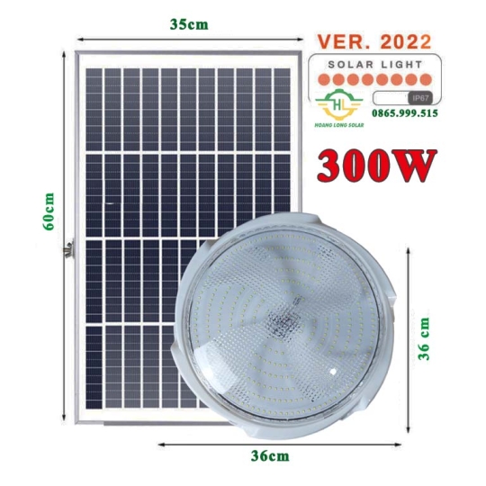 Đèn ốp trần năng lượng mặt trời 300w ánh sáng trắng | Mã HLO300