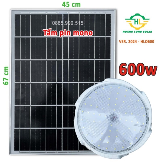 Đèn ốp trần năng lượng mặt trời 600w trắng | Mã HLO600- Led 5054 siêu sáng