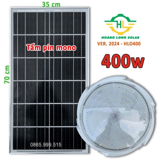Đèn ốp trần năng lượng mặt trời 400w ánh sáng trắng | Mã HLO400- Tấm pin mono