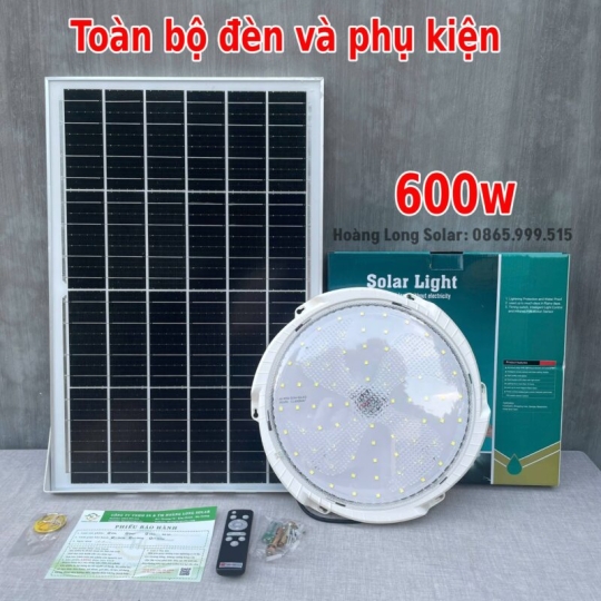 Đèn ốp trần năng lượng mặt trời 600w trắng | Mã HLO600- Led 5054 siêu sáng