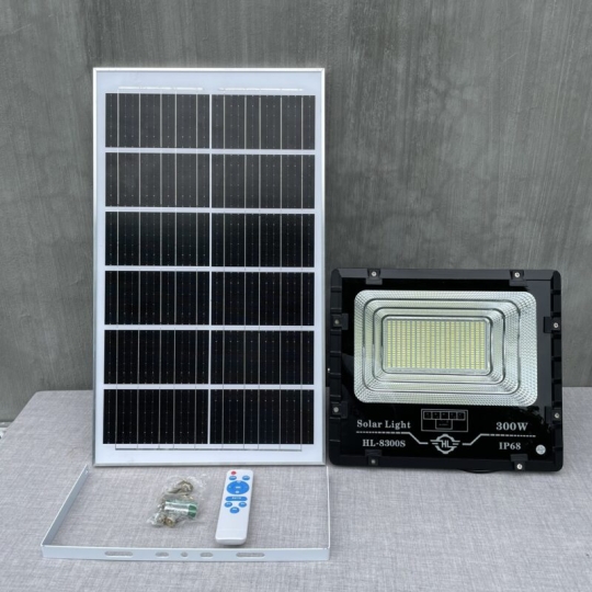 Đèn pha năng lượng mặt trời solar light 300w HL-8300S– Tấm pin mono – Mẫu mới 2024