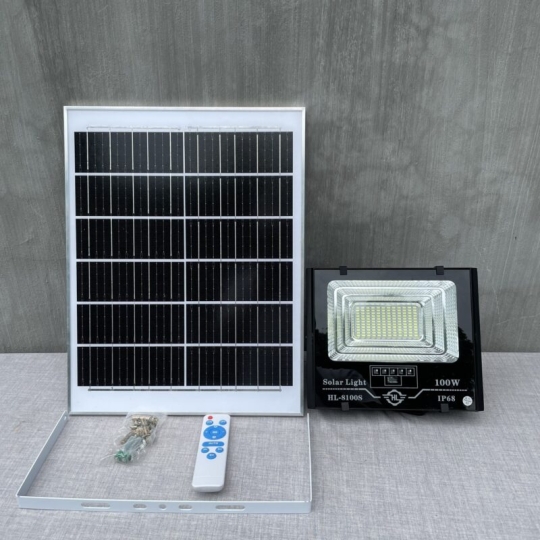 Đèn pha năng lượng mặt trời solar light 100W -HL8100S NEW 2024